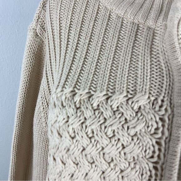 Vtg Chelsea Studio Womens XL Cream Chunky Cable Knit Cardigan Zip Up Cabin Comfy - Picture 5 of 12